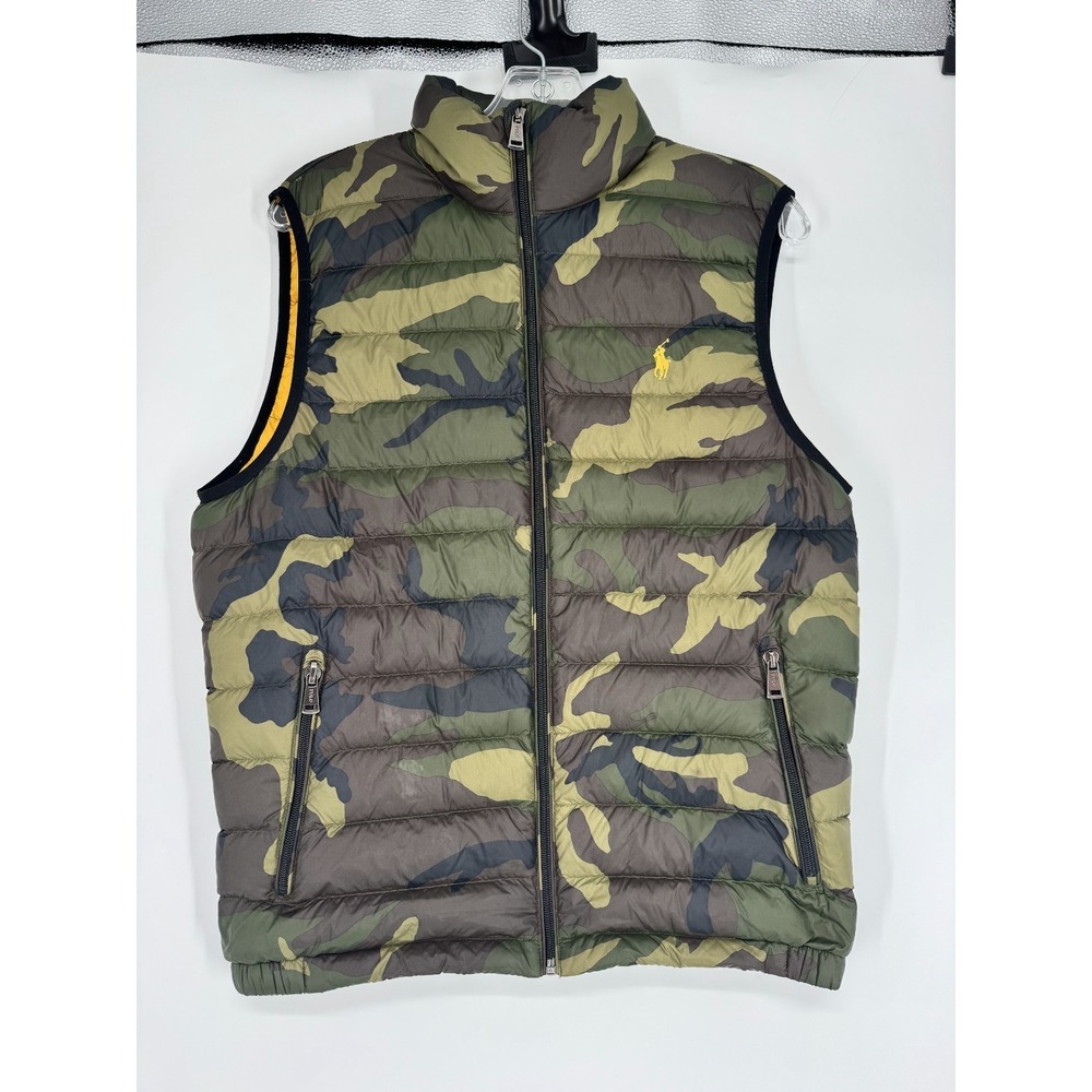 Polo Ralph Lauren Puffer Vest Mens Small Down Insulated Camouflage Camo Green